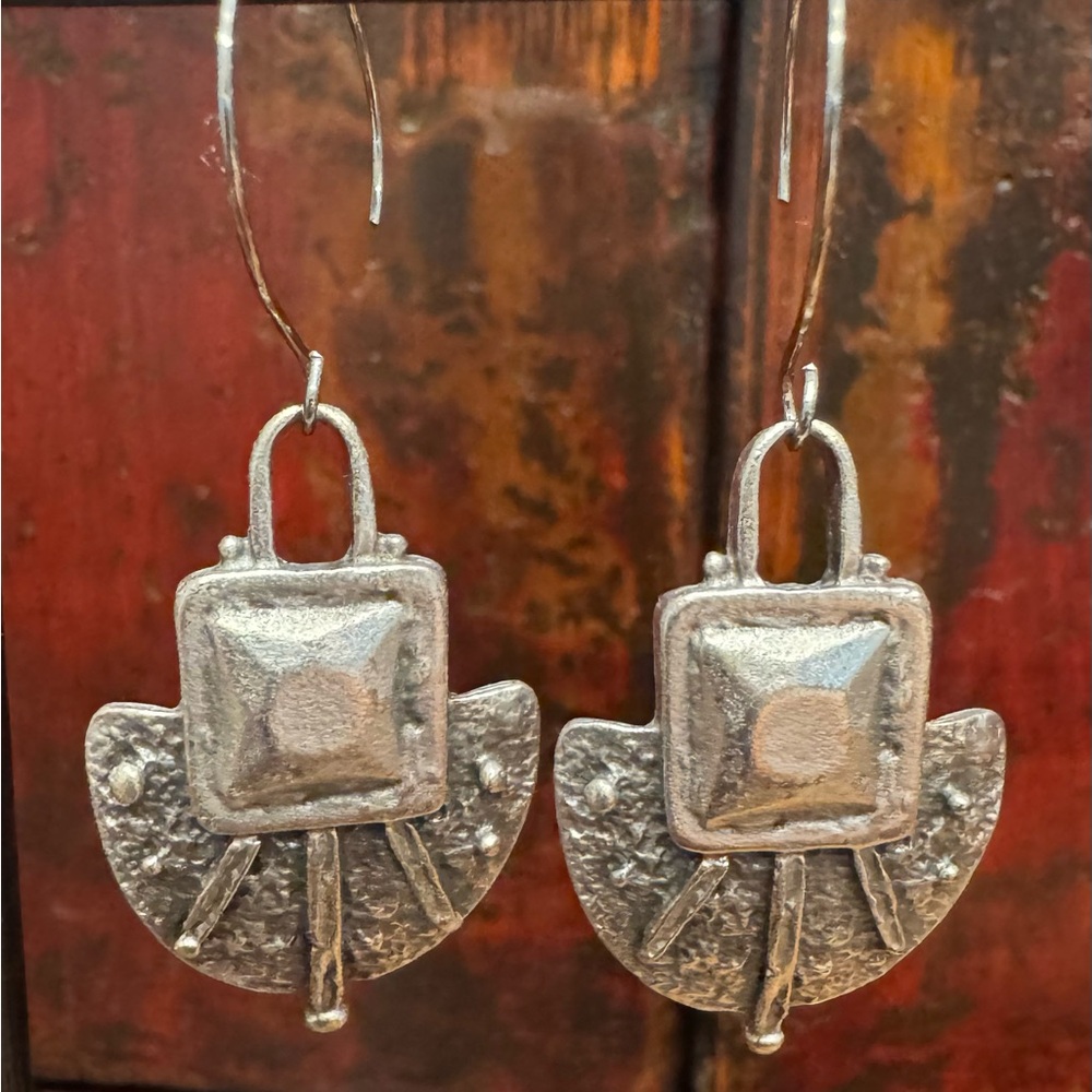 NEW. Artisan Silver Geometric Earrings